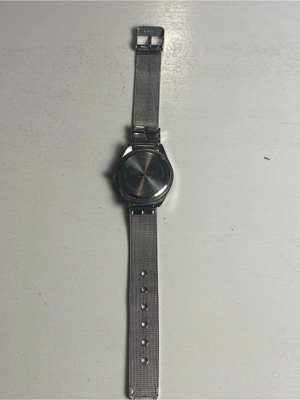 Ellen Tracy Silver-Tone Mesh Bracelet Watch